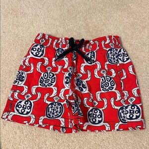 Vilebrequin Red Shorts with Blue Turtle Design
